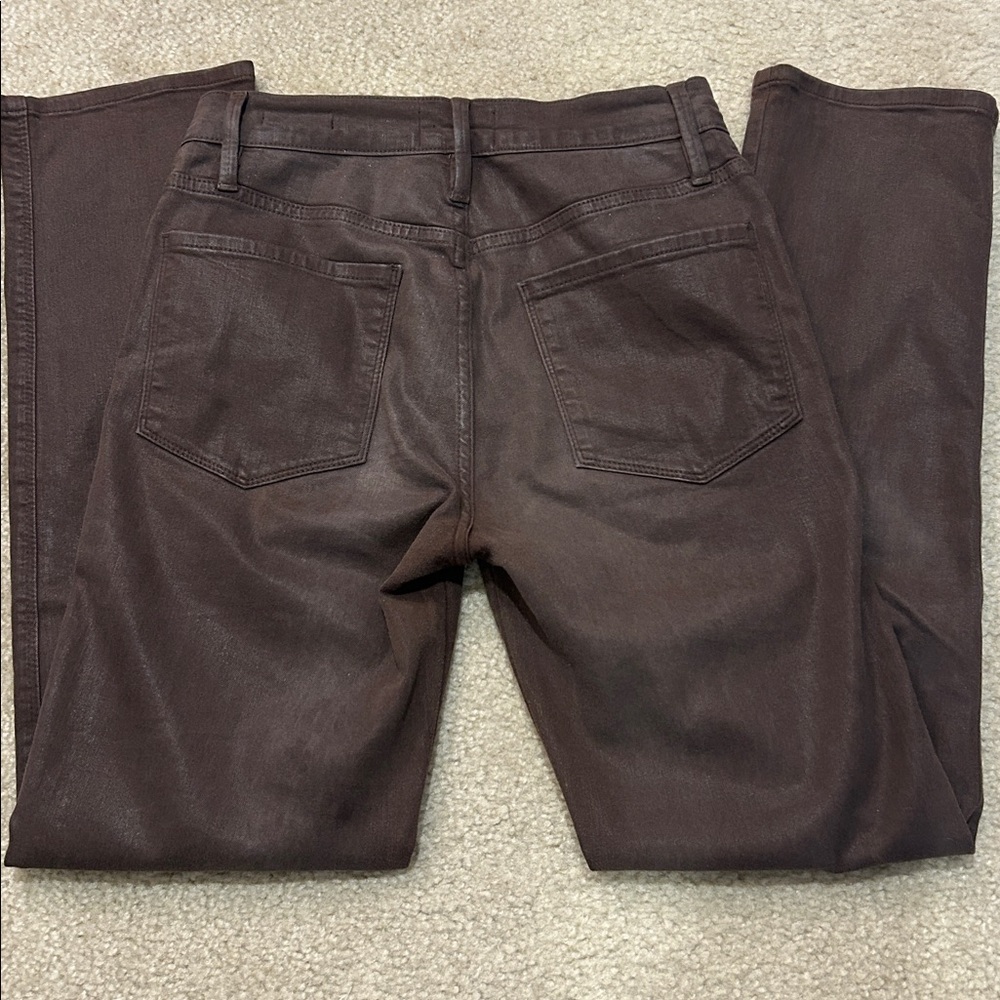 FRAME Le Slyvie Slender Straight Dark Chocolate Pants - Picture 5 of 5
